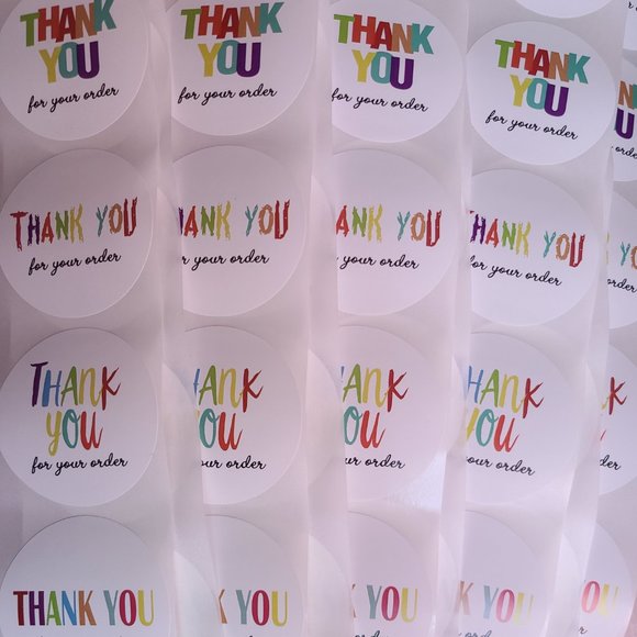 100 THANK YOU FOR YOUR ORDER Stickers 4 Designs 2" - Picture 5 of 7